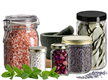 Browse glass apothecary jars and other containers.